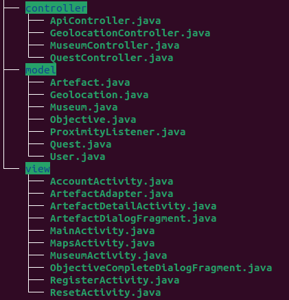 HistoryHike's Java app class structure