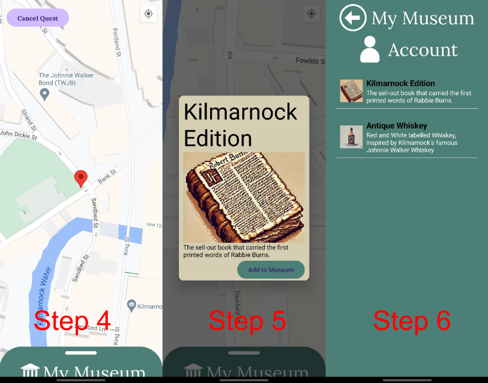 Museum and artefact screens for HistoryHike